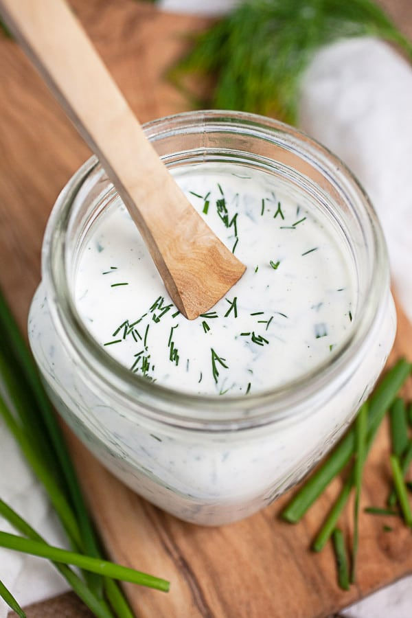 Creamy homemade ranch dressing made with avocado oil