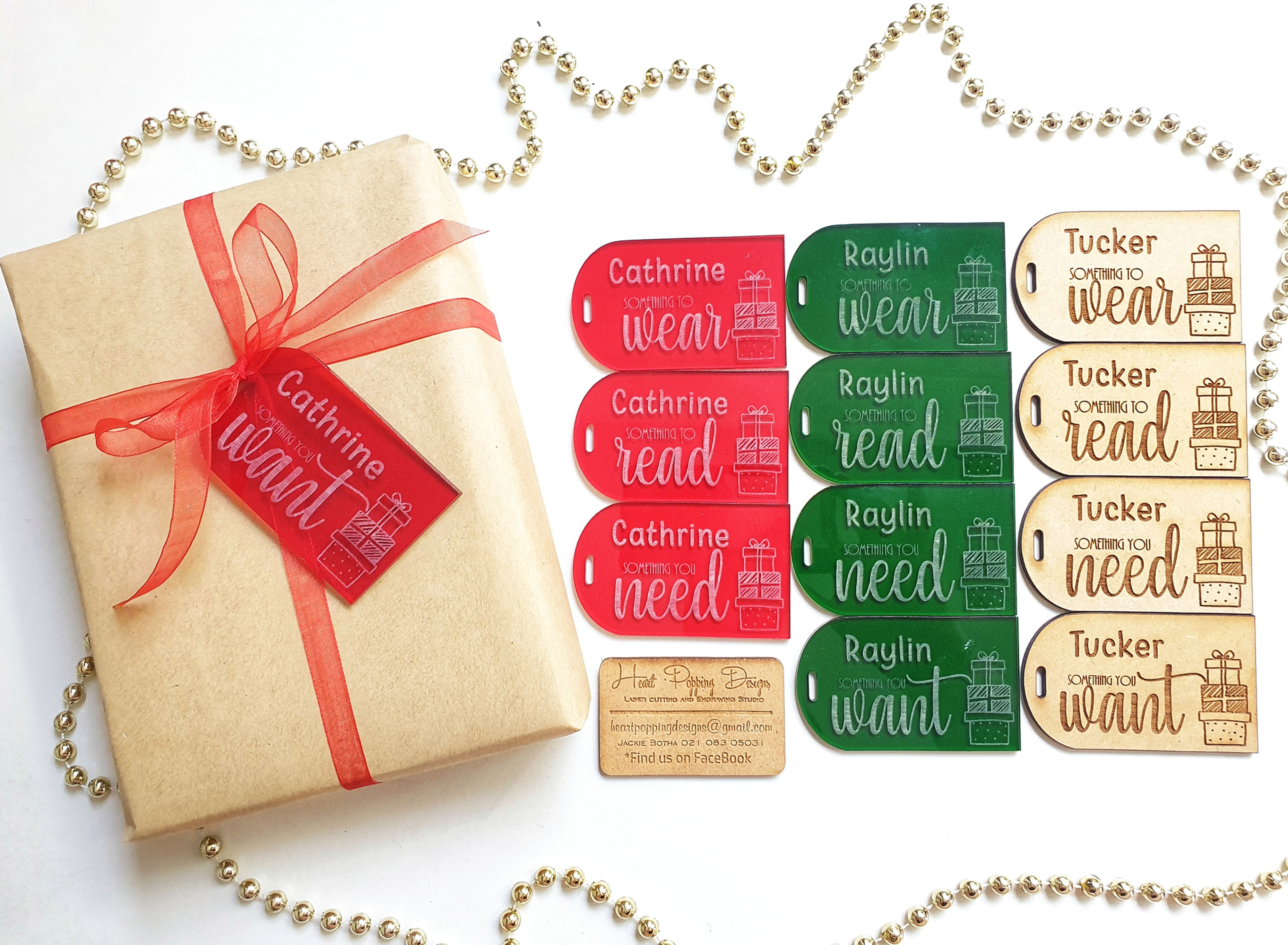 Personalised Christmas gifting tags set