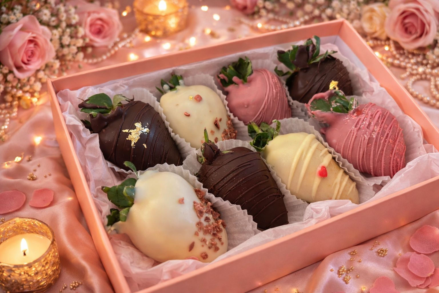 מארז של תותים בשוקולד