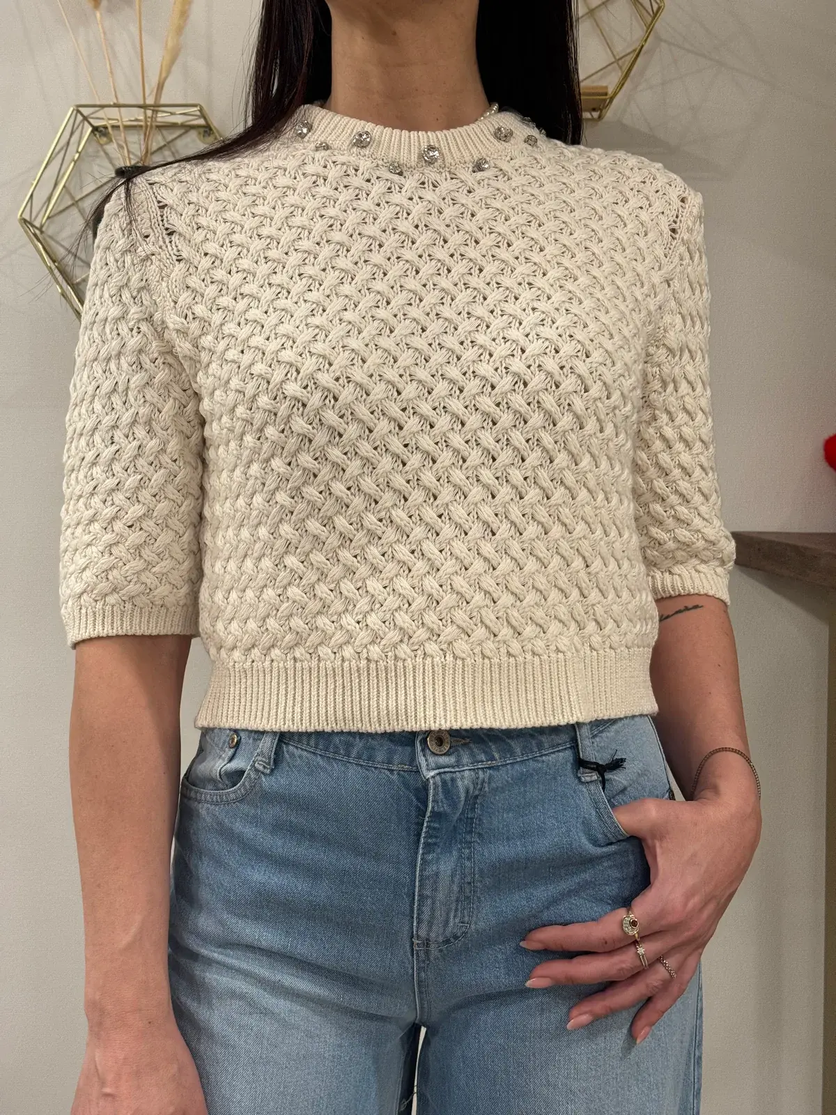 Maglioncino Traforato Manica Corta