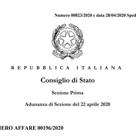 CONSIGLIO DI STATO Adunanza di Sezione del 22 aprile 2020