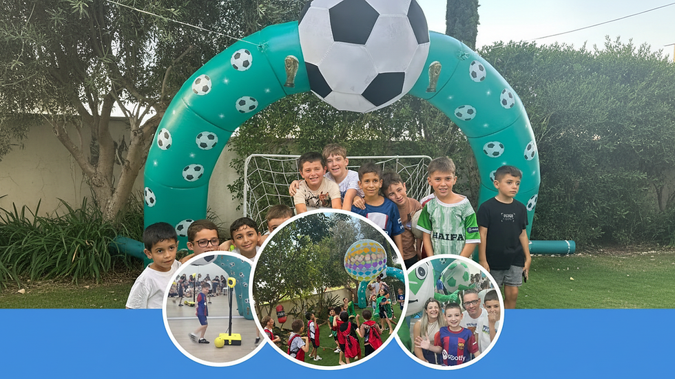 ילדים חוגגים ביום הולדת כדורגל, אחד ממגוון סוגי הפעלות לאירועים.