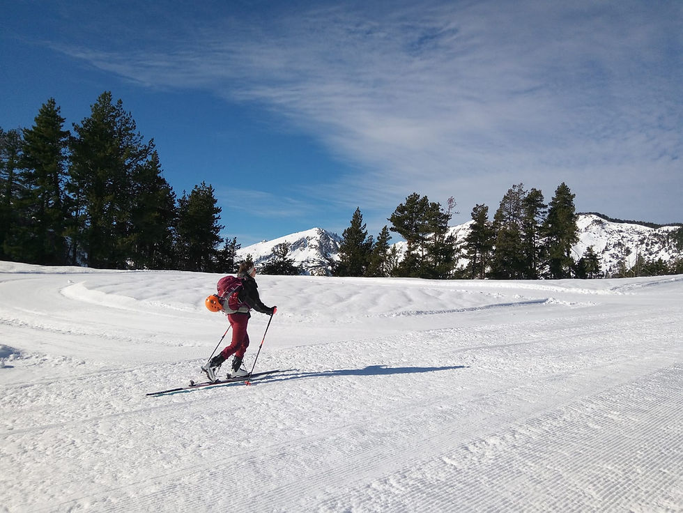 Ski touring on a sunny day 