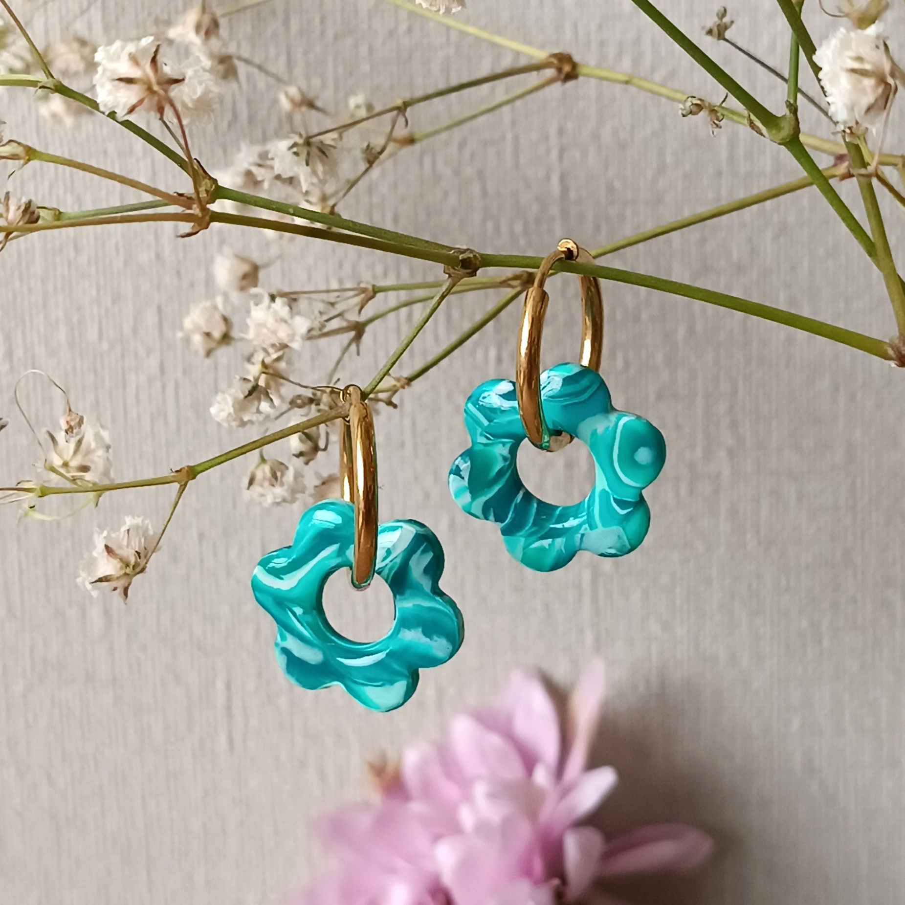 Infinity flor turquesa mármol