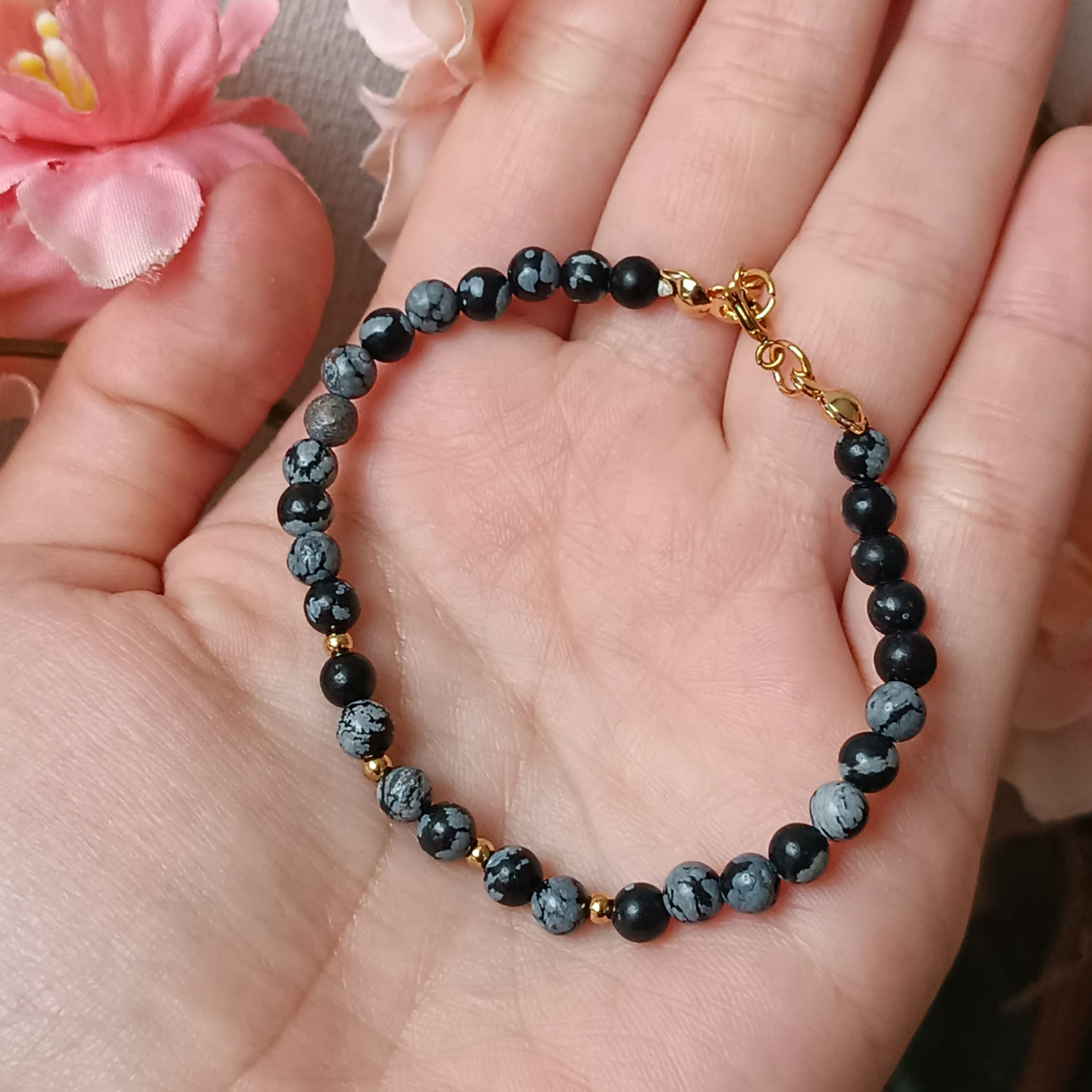Pulsera Aura - Obsidiana nevada