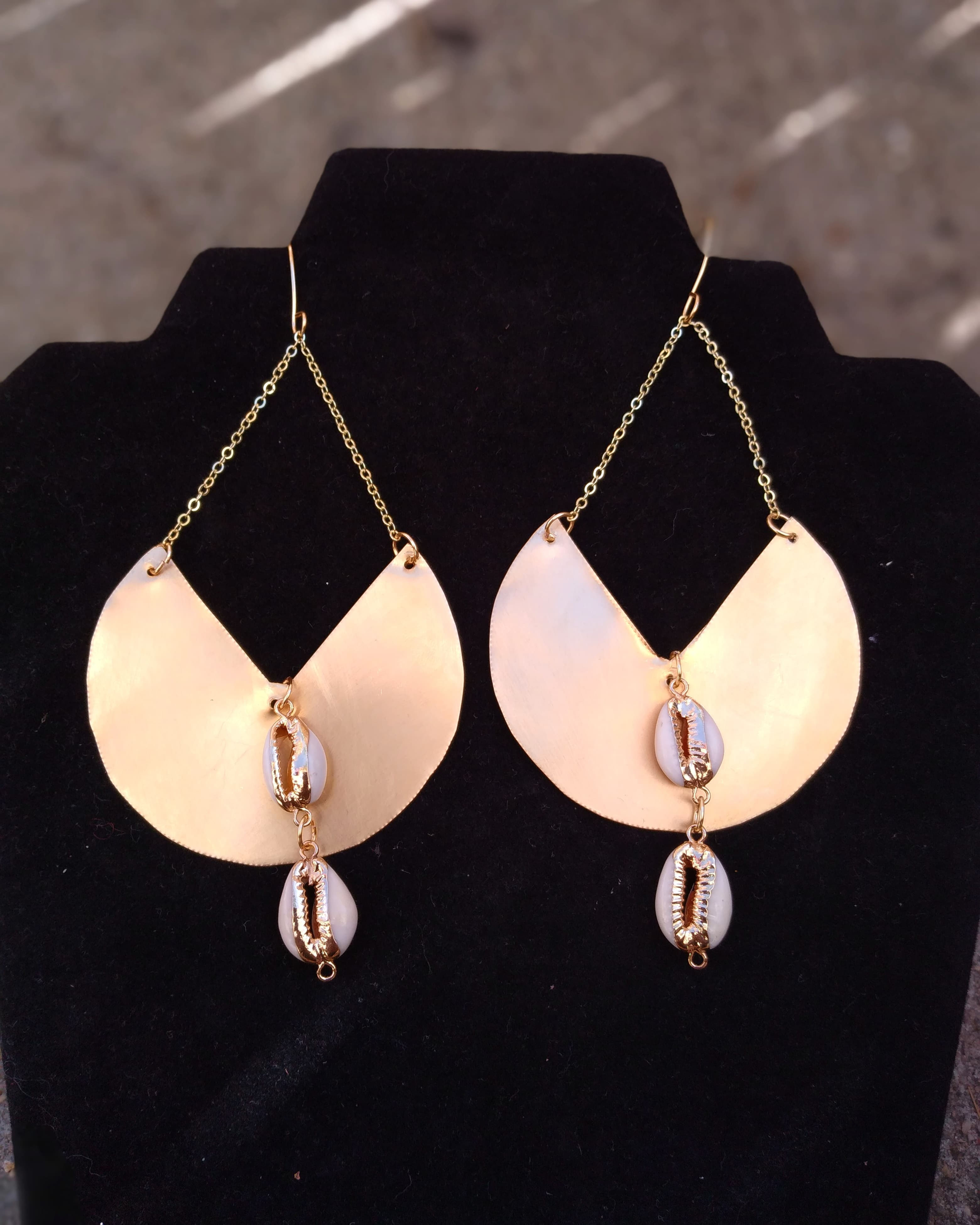 Brass Cowrieshells Angels Earrings