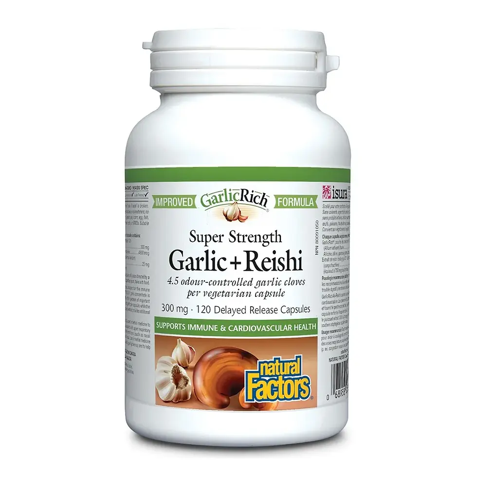 Natural Factors Super Strength Garlic+ Reishi 120 caps