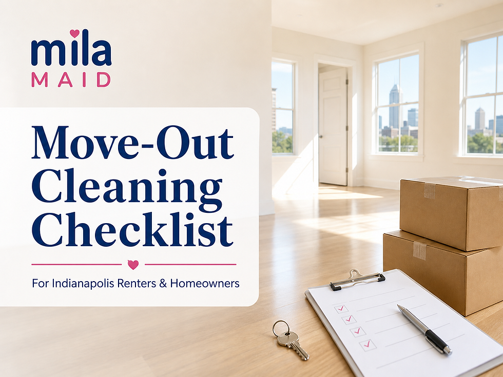 Clean Indianapolis home with moving boxes prepared using a move-out cleaning checklist