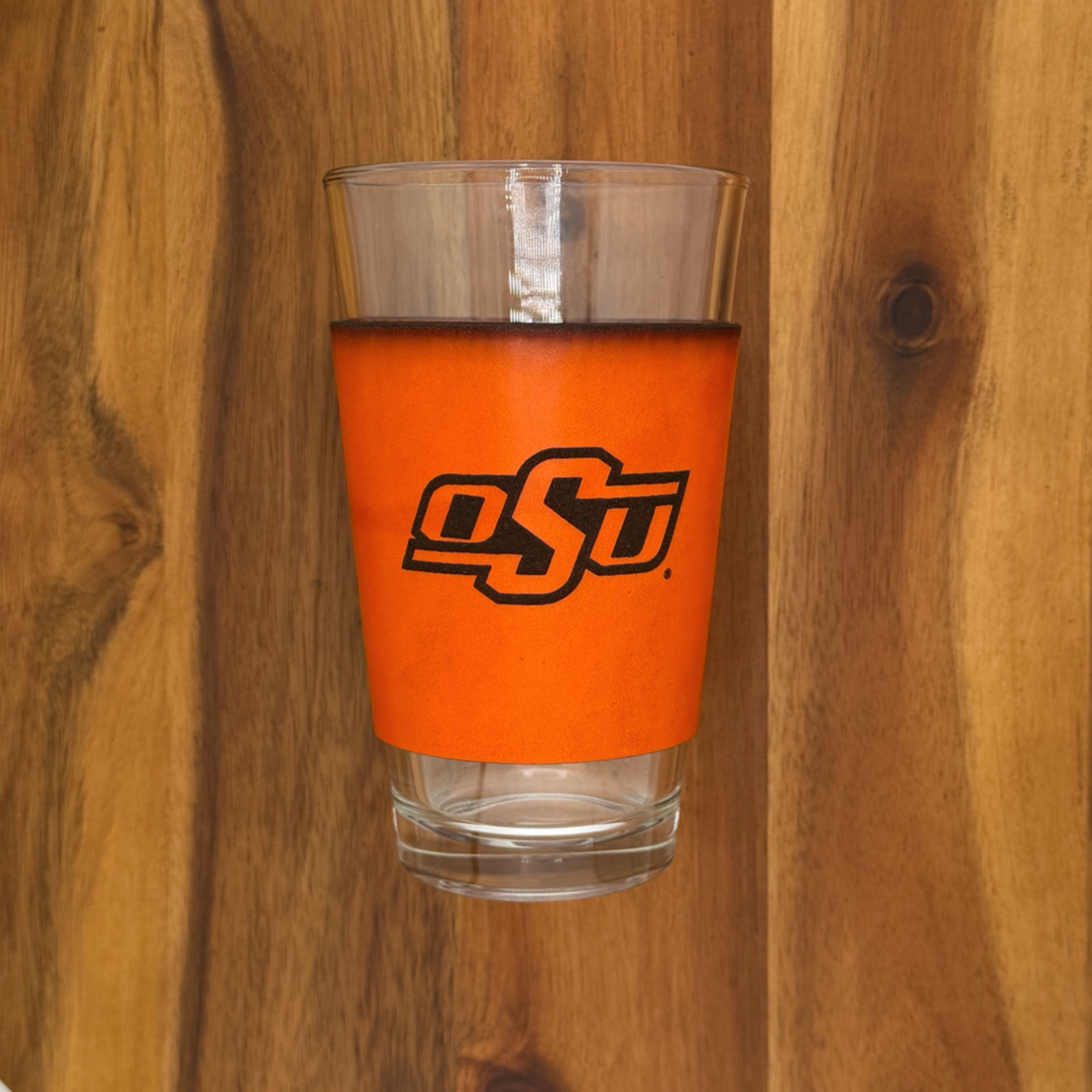 OSU Brand – Genuine Leather Pint Glass Koozie
