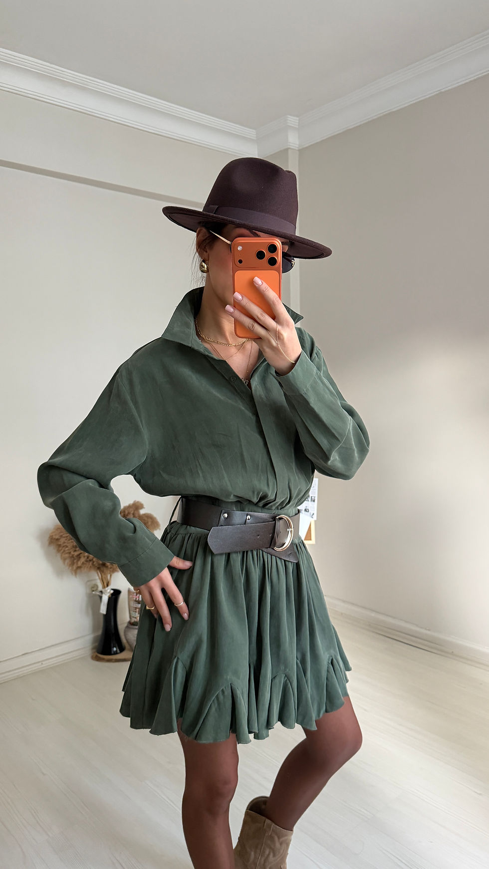 Küçük resim: Kemerli Modal Kumaş Elbise