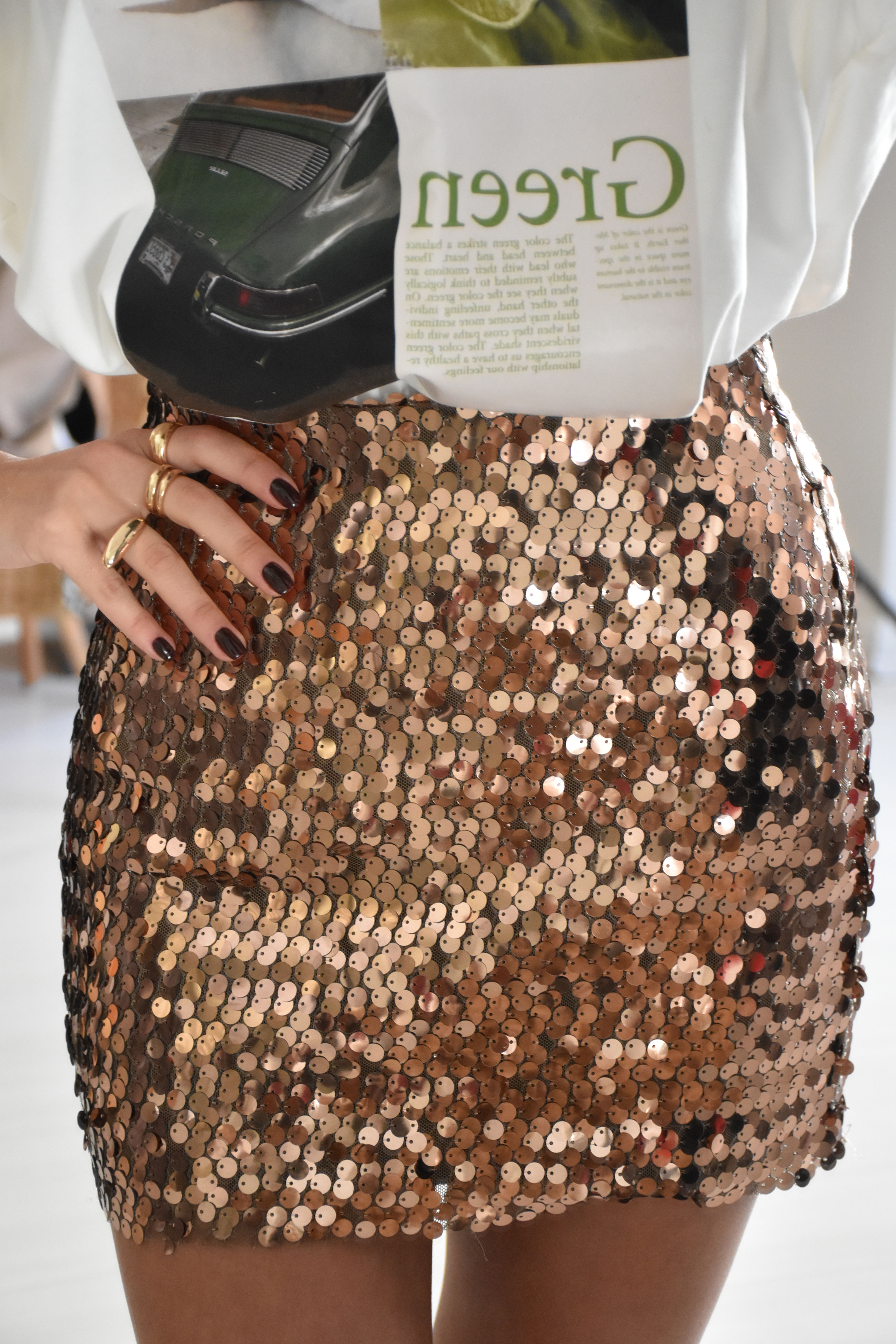 Payetli Taşlı Mini Etek