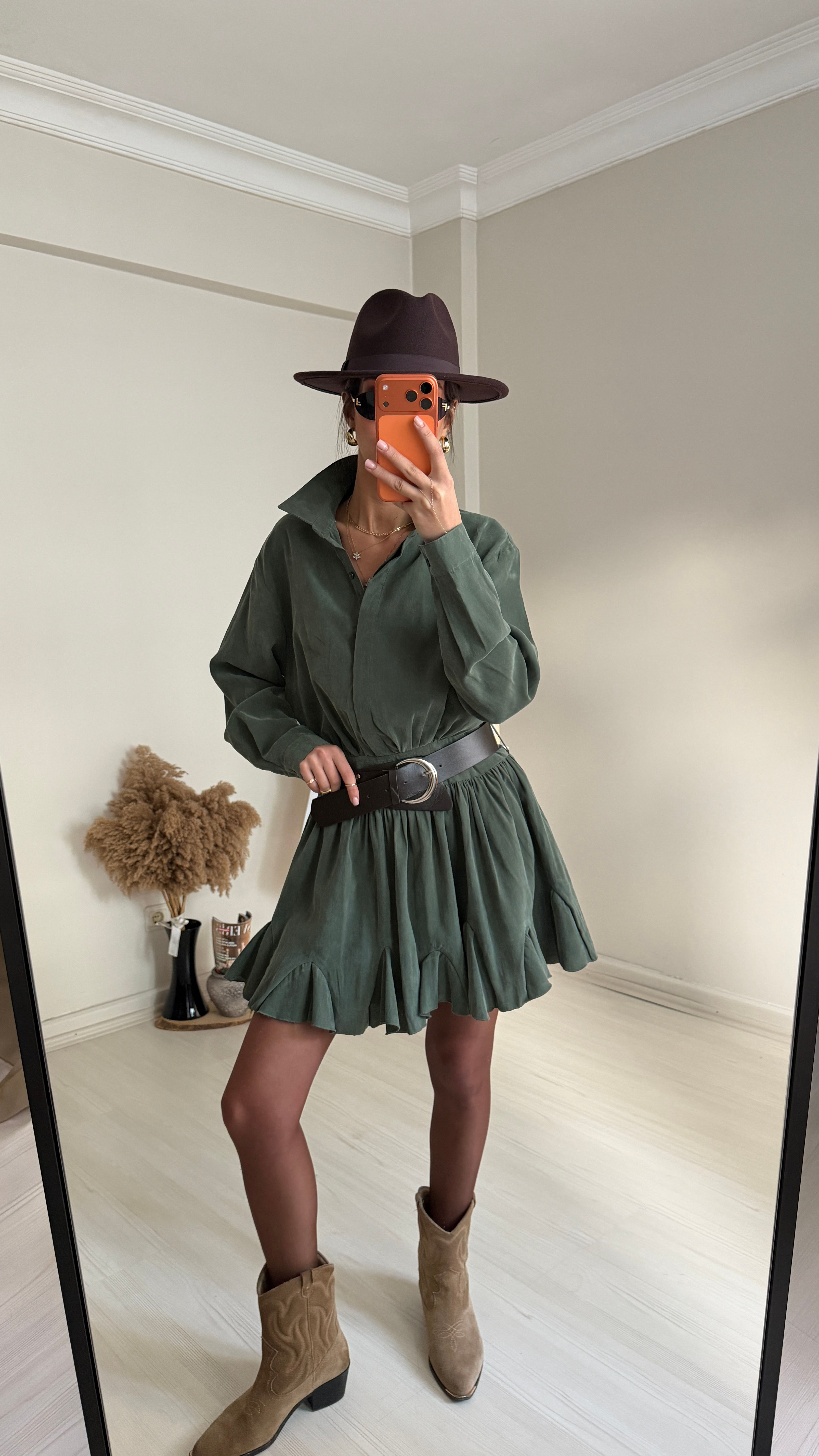 Kemerli Modal Kumaş Elbise