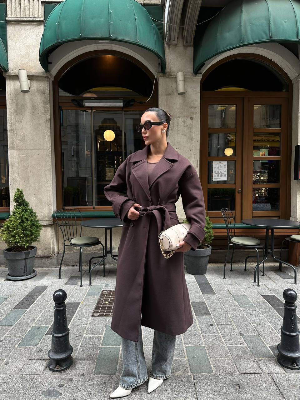 Küçük resim: Acı Kahve Kuşaklı Premium Kaşe Kaban