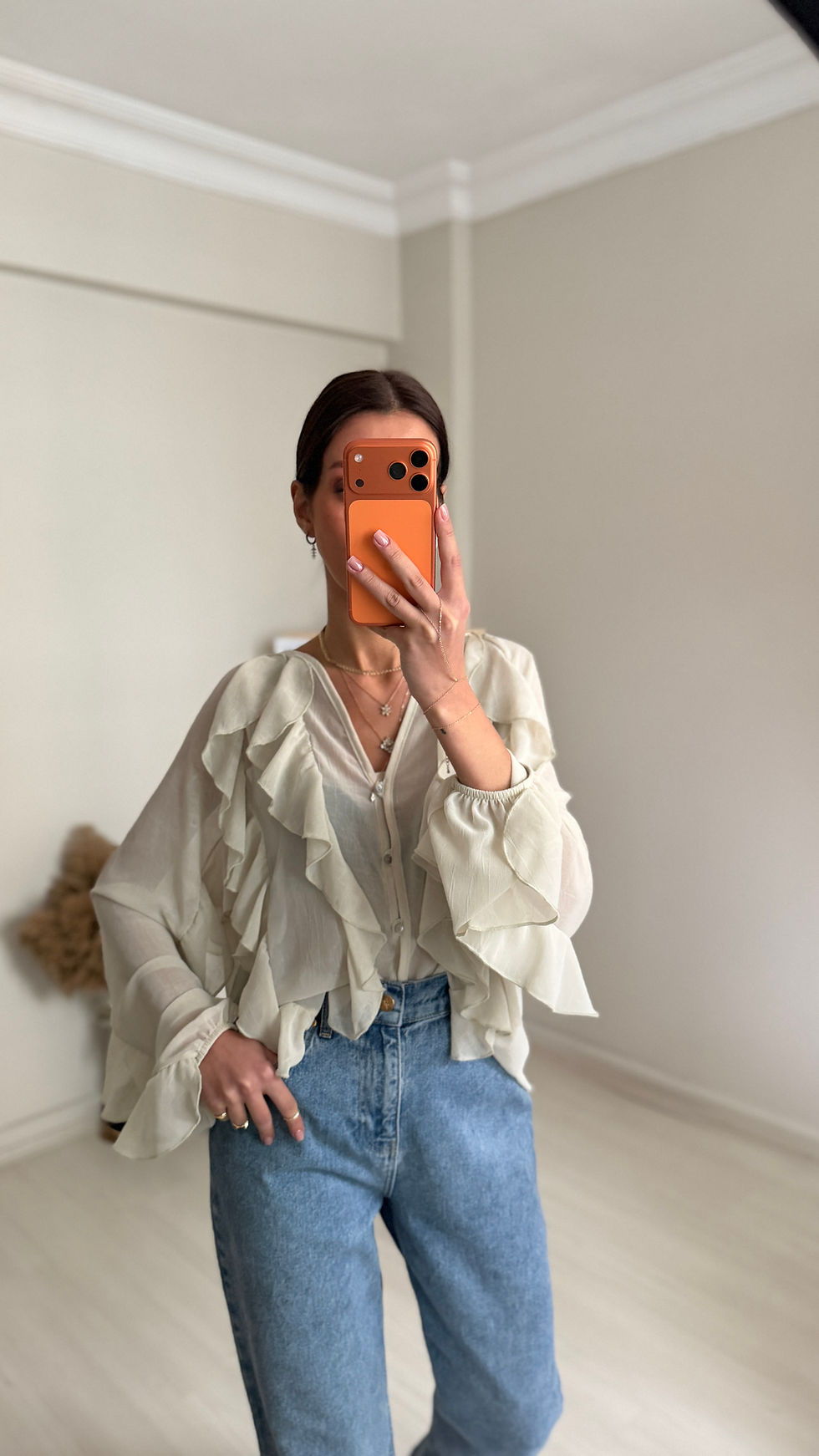 Küçük resim: Fırfır Detaylı Şifon Bluz