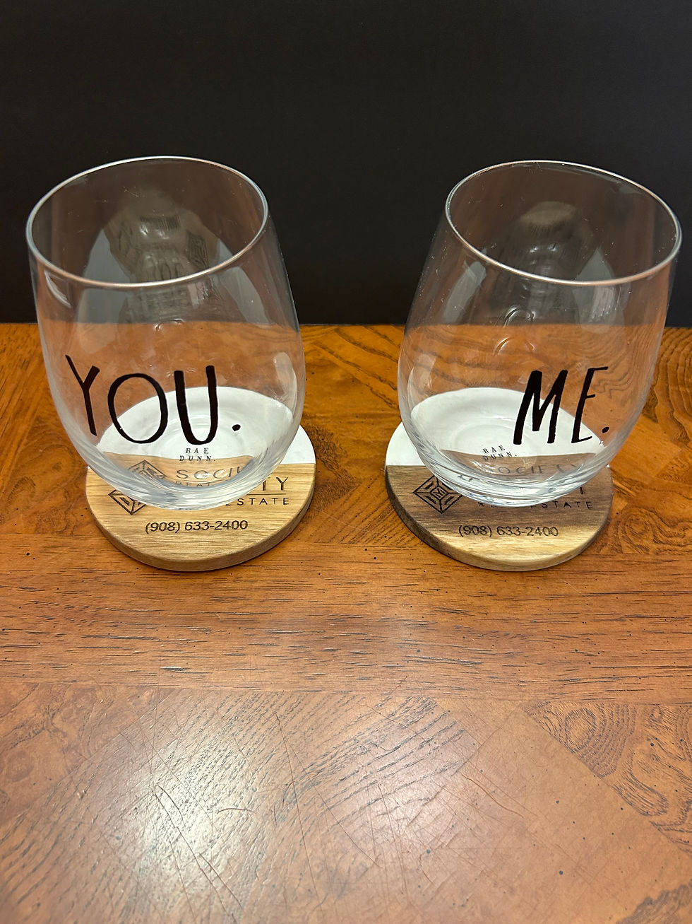 Thumbnail: Personalized marble/Acacia wood coasters set of 4