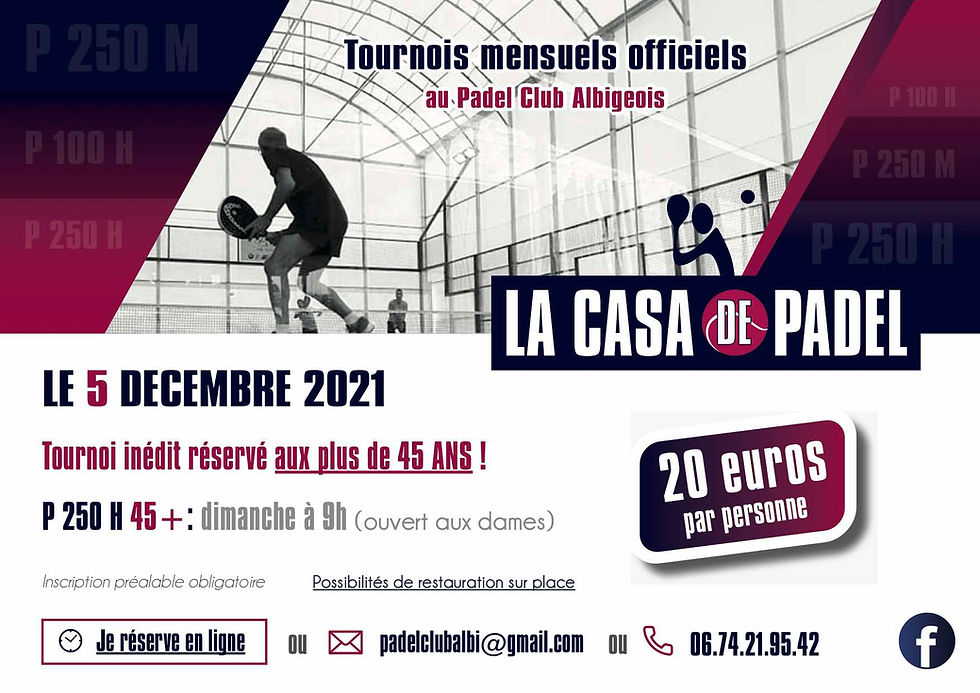 Tournois officiels de padel pour les plus de 45 ans : les inscriptions sont ouvertes !
