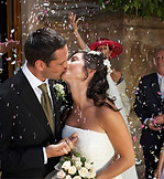 Wedding couple kissing