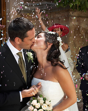 Wedding couple kissing