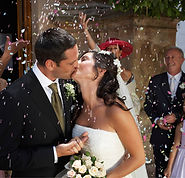Wedding couple kissing