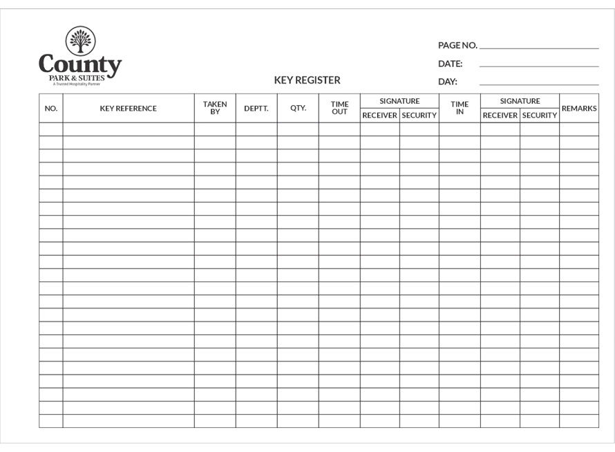 Key Register | Visitor Register | Employee Movement Pass