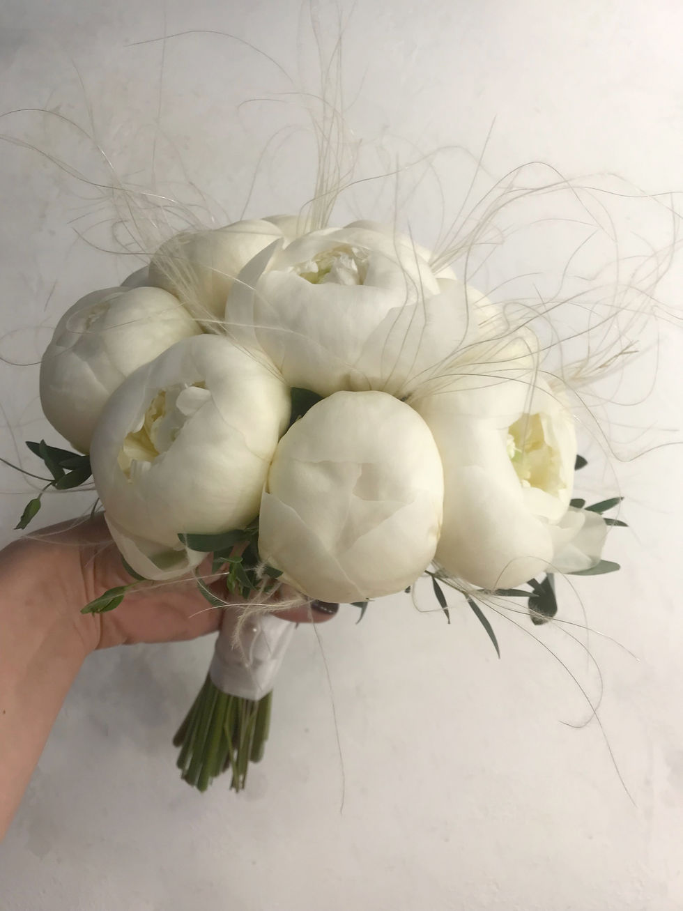 Миниатюра: свадебный букет пионы и ковыль