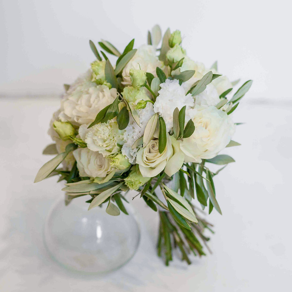 Миниатюра: Бело зеленый свадебный букет