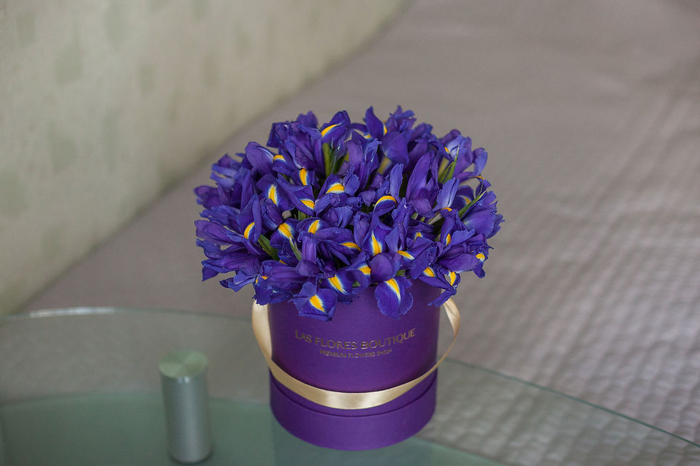 Миниатюра: ирисы в шляпных коробках