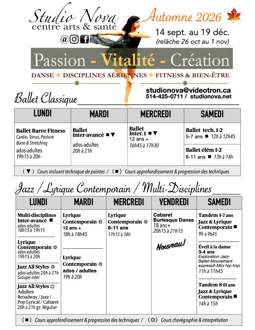 Studio Nova Pincourt, L'Île-Perrot, Vaudreuil-Soulanges Session
DANSE, FITNESS,YOGA