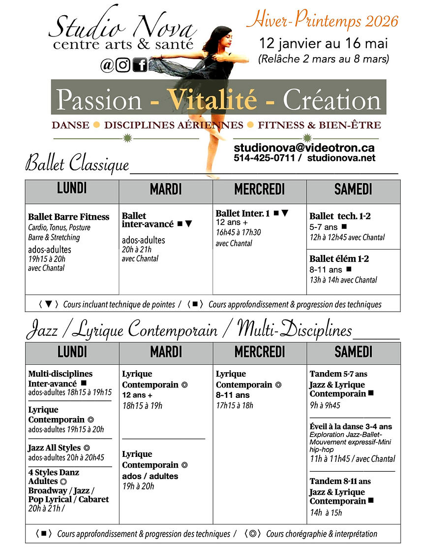Studio Nova Pincourt, L'Île-Perrot, Vaudreuil-Soulanges Session Hiver-Printemps 2026