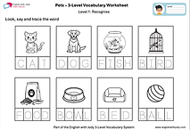 Pets 3 level vocabulary worksheet