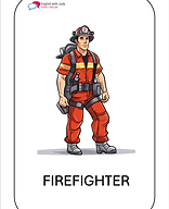 Free printable English flashcards - A5 - firefighter, police officer, teacher, doctor