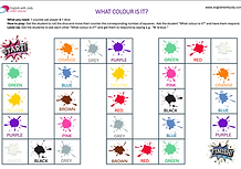 Free English boardgame - colours - red, blue, yellow, green