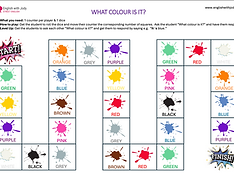 Free English boardgame - colours - red, blue, yellow, green