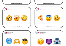 Free printable ESL game. Emoji story telling cards
