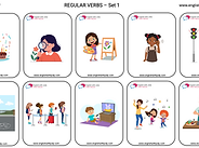 Free printable regular verb flashcards - play, look, paint, look