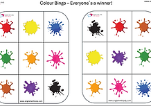 Free English bingo - colours - red, yellow, green, blue