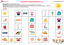 Free English board game - summer - sun, hat, sun cream, sandcastle