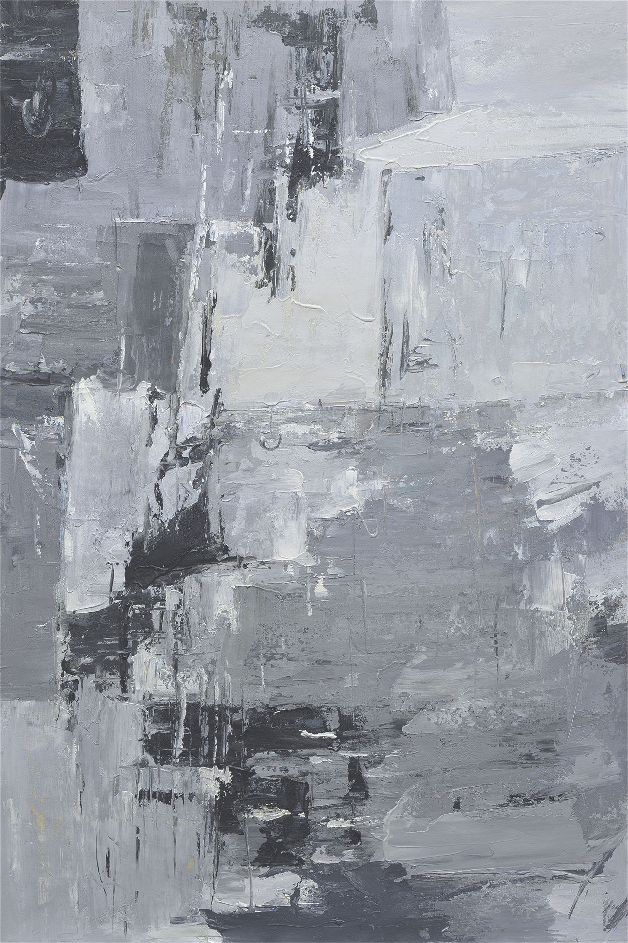 Giclée on Canvas-Modern Gray &Black Theme Abstract Artwork 9220115