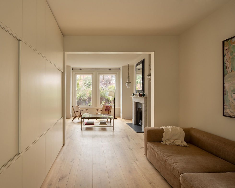 An understated transformation of a Victorian terrace in leafy South East London. Provision Own wide French Oak floorboards with an ultra matte lacquer (P06) are used throughout the living space and bedrooms.