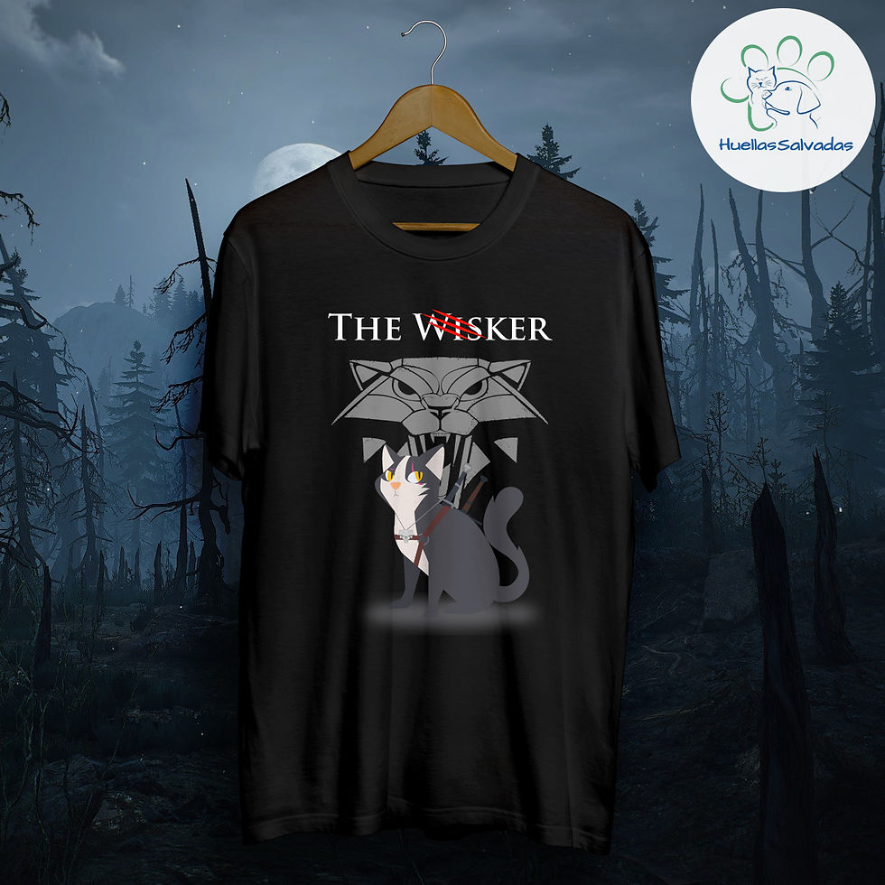 camiseta The Witcher benéfica protectora Huellas Salvadas Elche negra