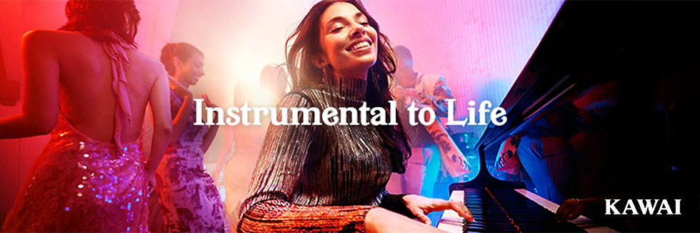 Kawai Ad, Woman Playing Piano Smiling
