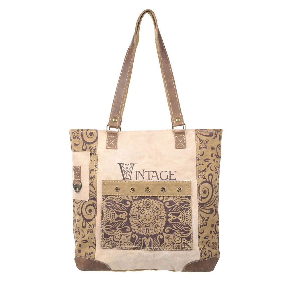 Vintage Flower with Large Canvas Tote
