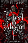 Red book cover with Seth knife and written "Fated in Blood"