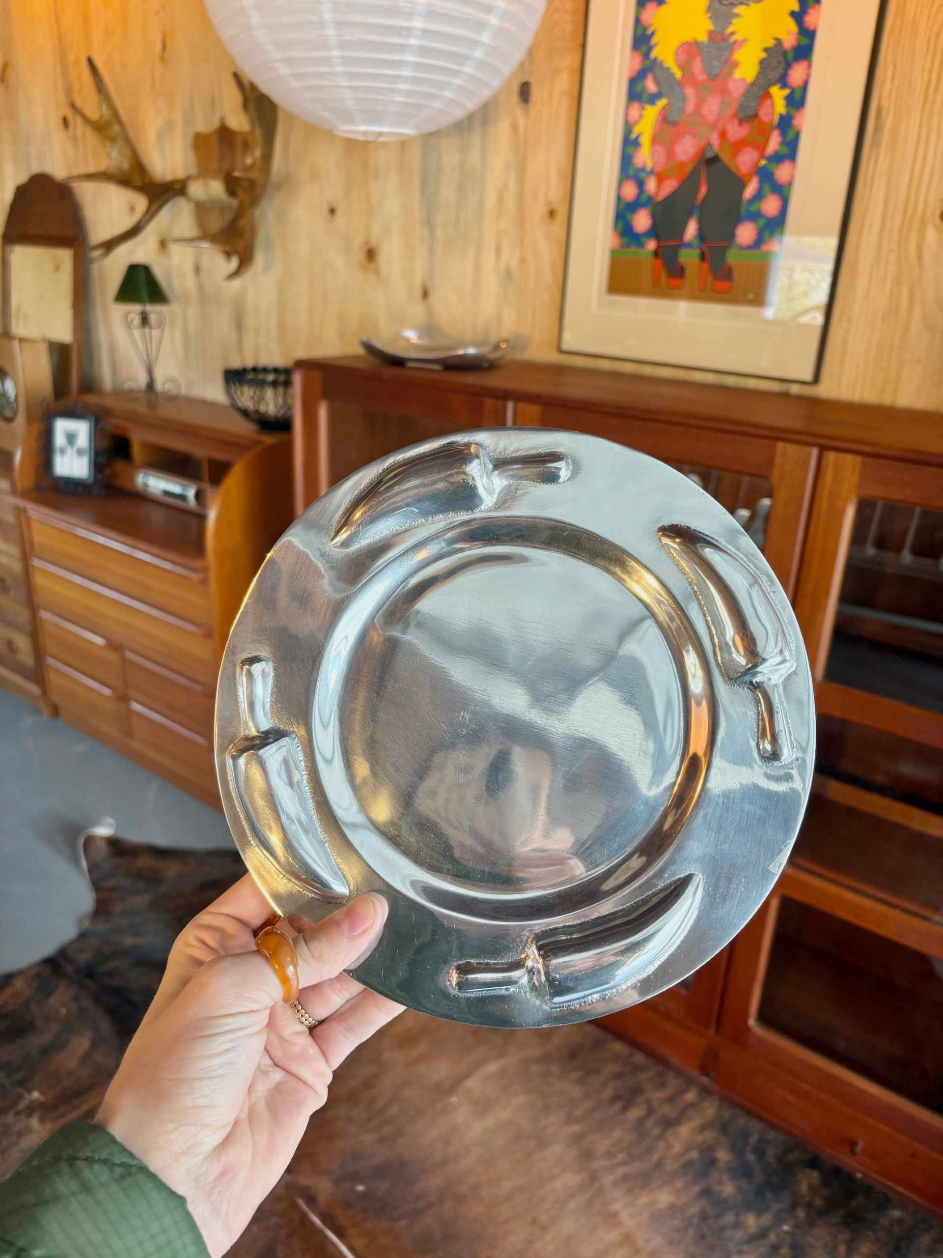 Vintage Daniel Boone Polished Chrome Display Dish 