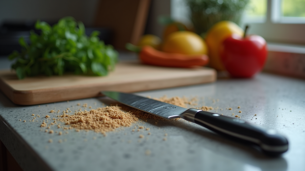 Eye-level view of Shun Classic 8-Inch Chef's Knife