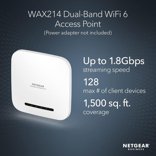 NETGEAR Wireless Access Point (WAX214)| WiFi 6 Dual-Band AX1800