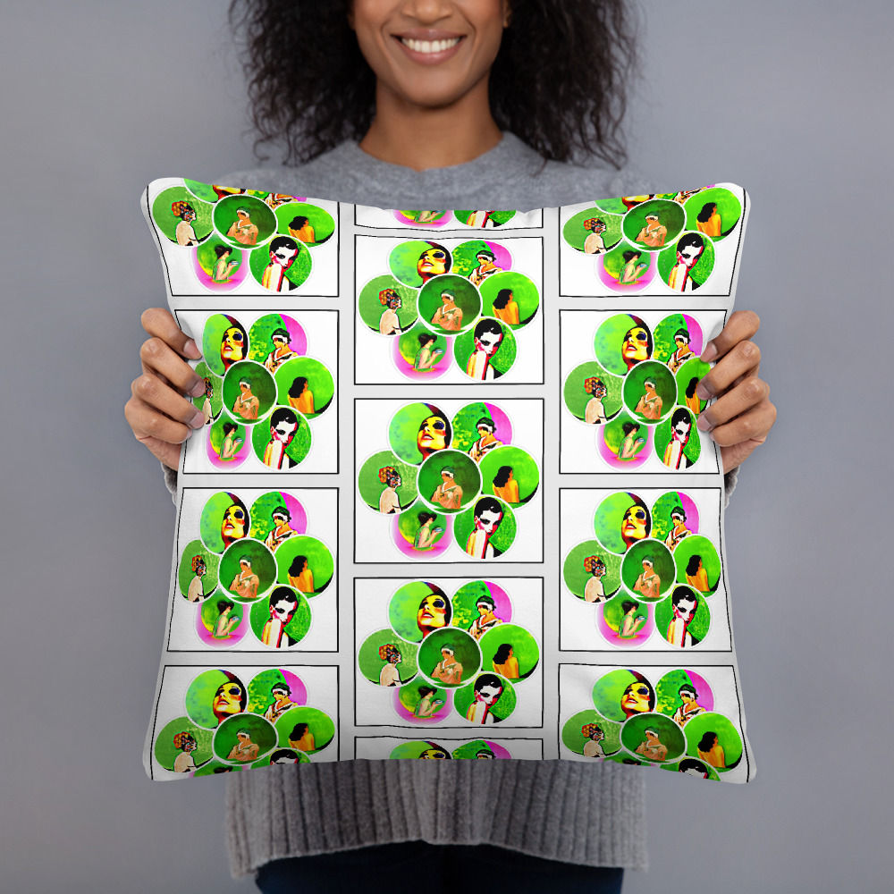 BOHO Neon Green And Pink Decorative Throw Pillow Full Moon Ladies Home Decor