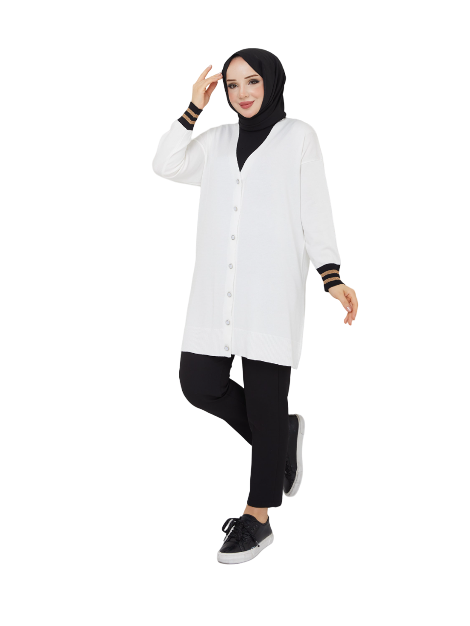 Simli Kol Detaylı Soğuk İplik Merserize Hırka