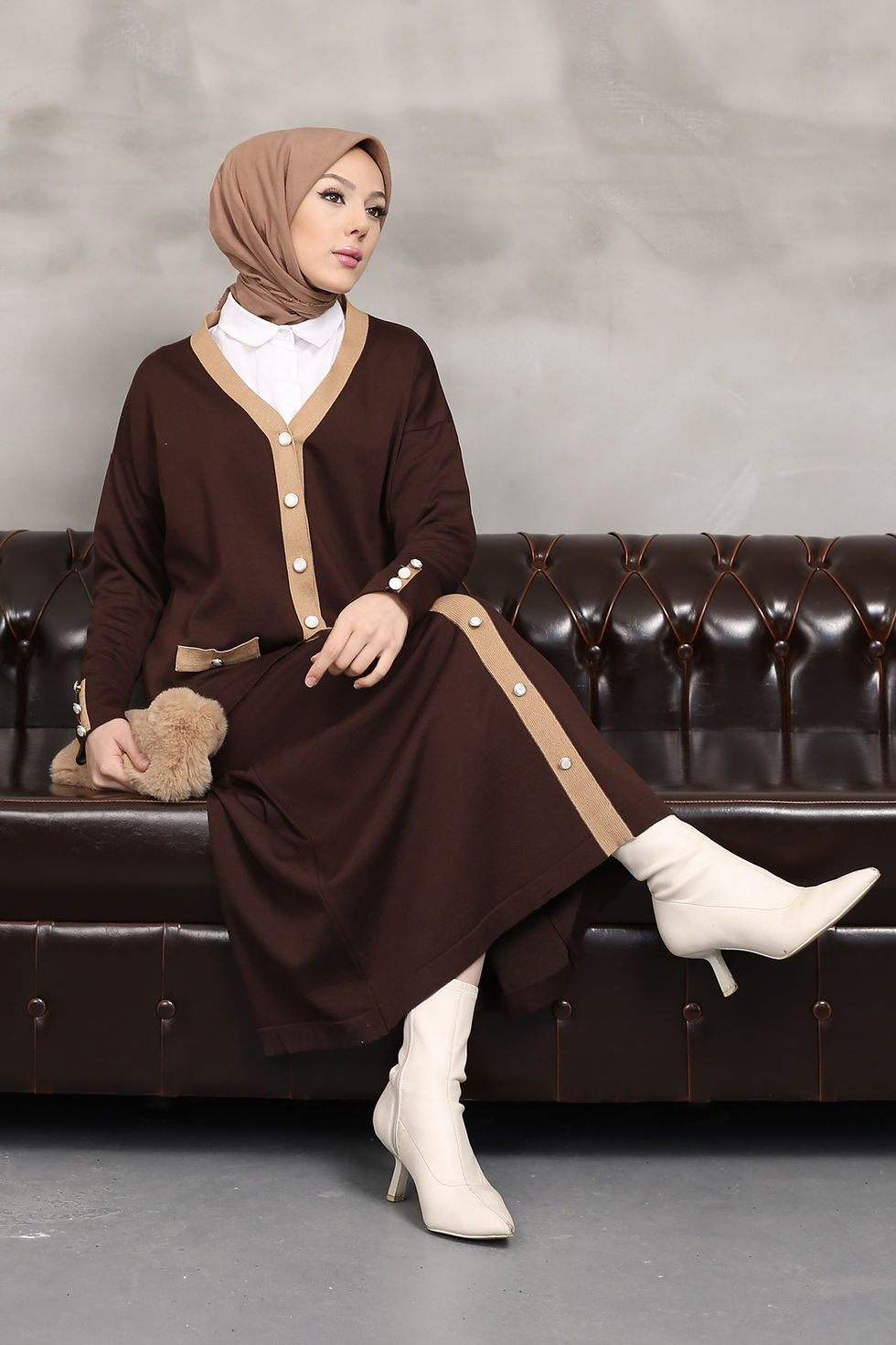 Thumbnail: Soğuk İplik Merserize Şerit Detaylı Etekli Takım