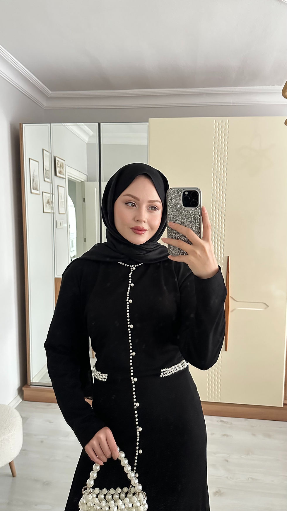 Thumbnail: İnci Tasarımlı Soğuk İplik Merserize Elbise